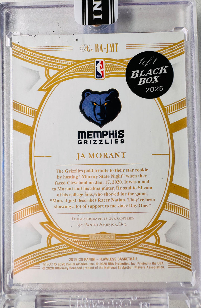 Ja Morant 2019 Flawless 1/1 Rookie Auto Black Box Sealed