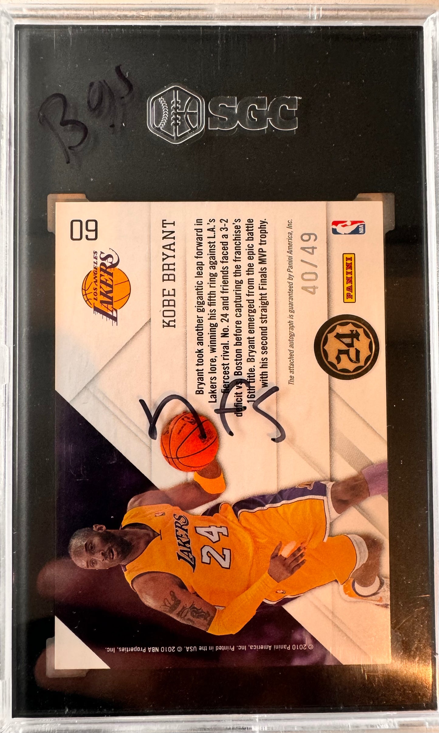 Kobe Bryant 2010 Prestige /49 Auto SGC 8