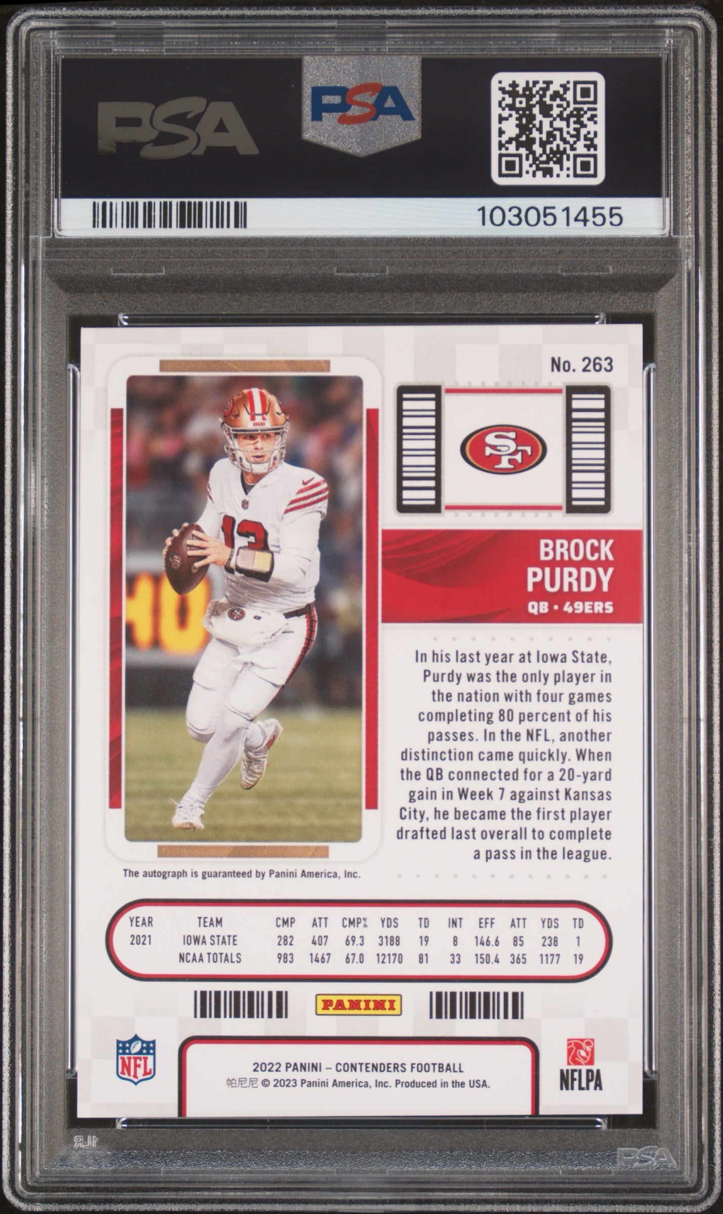 Brock Purdy 2022 Contenders Cracked Ice Rookie Auto /22 PSA 8