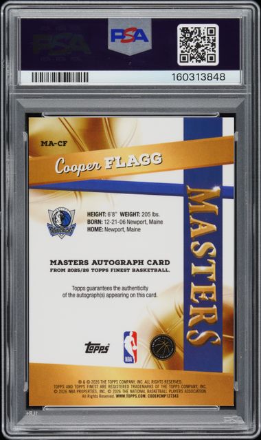 Cooper Flagg 2025 Finest Masters Orange Auto PSA 9 /25