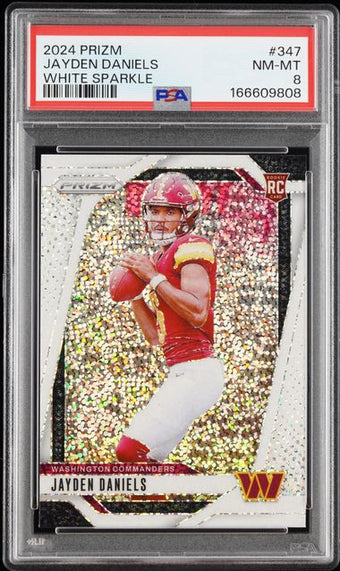Jayden Daniels 2024 White Sparkle Prizm PSA 8