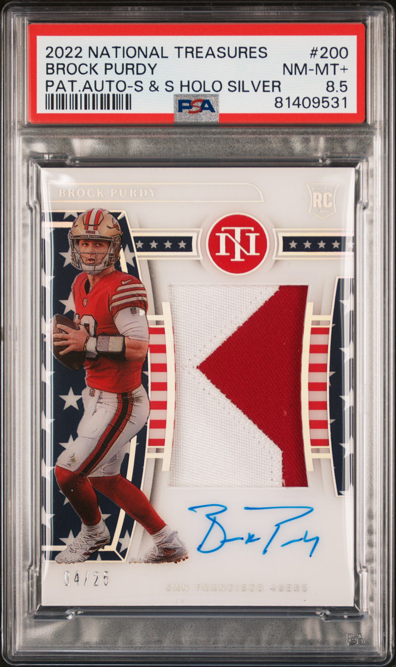 Brock Purdy 2022 National Treasures Stars & Stripes /25 Rookie PSA 8.5