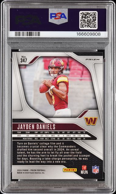Jayden Daniels 2024 White Sparkle Prizm PSA 8