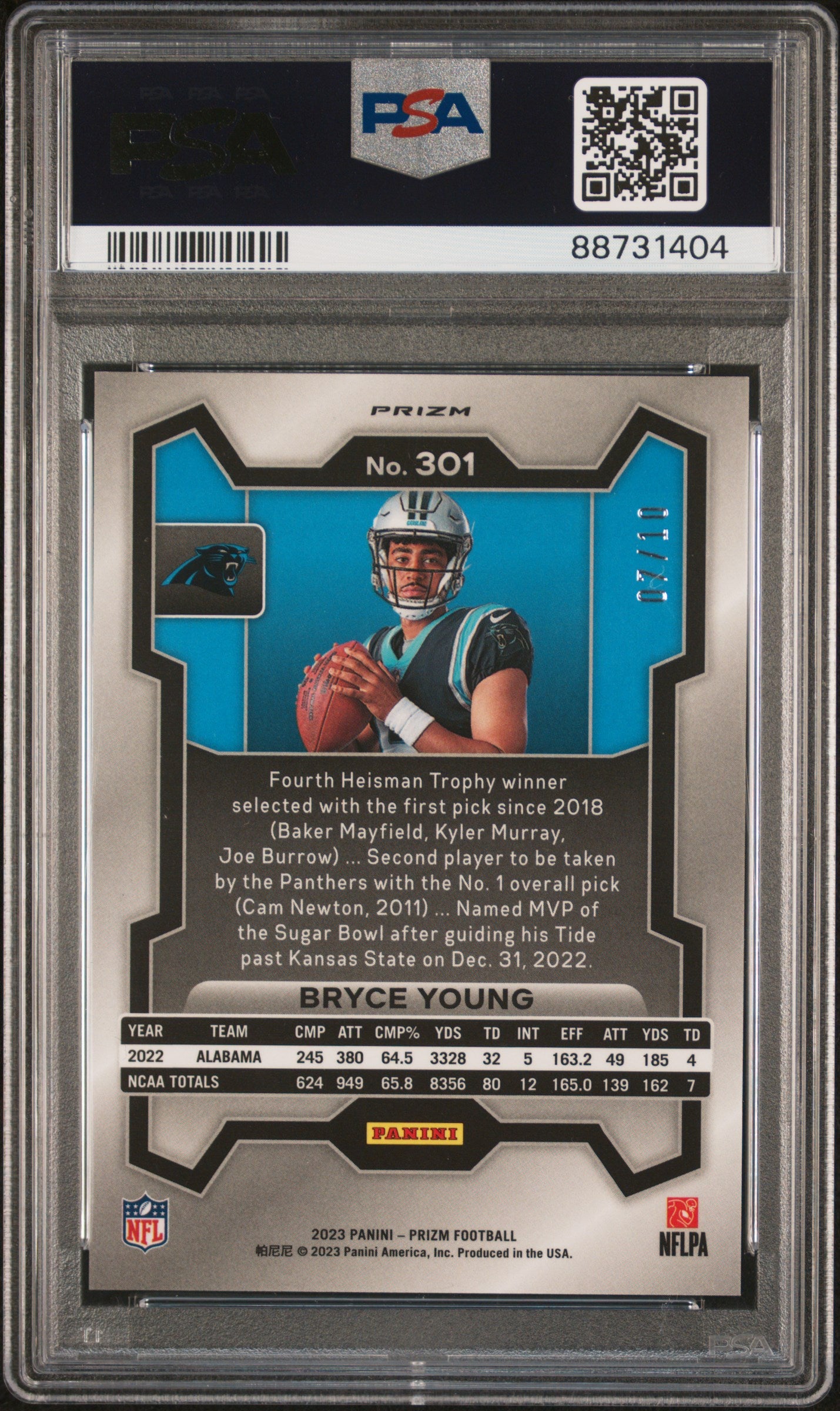Bryce Young 2023 Prizm Gold /10 PSA 9