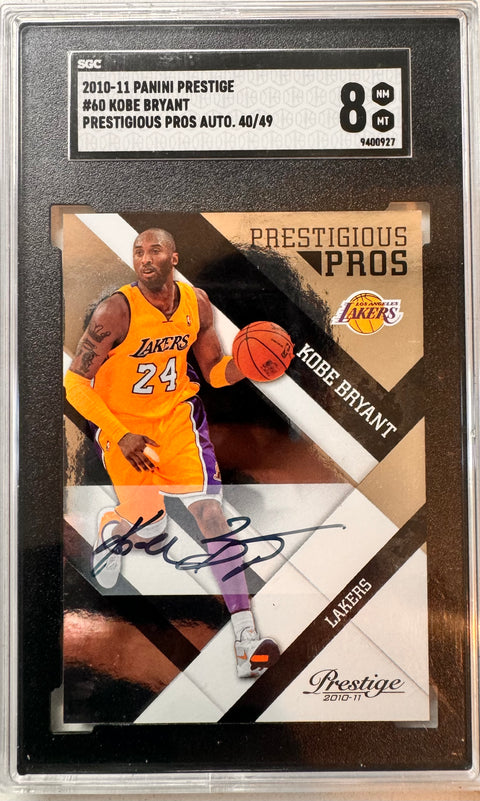 Kobe Bryant 2010 Prestige /49 Auto SGC 8 — for sale at Sports Card Invest