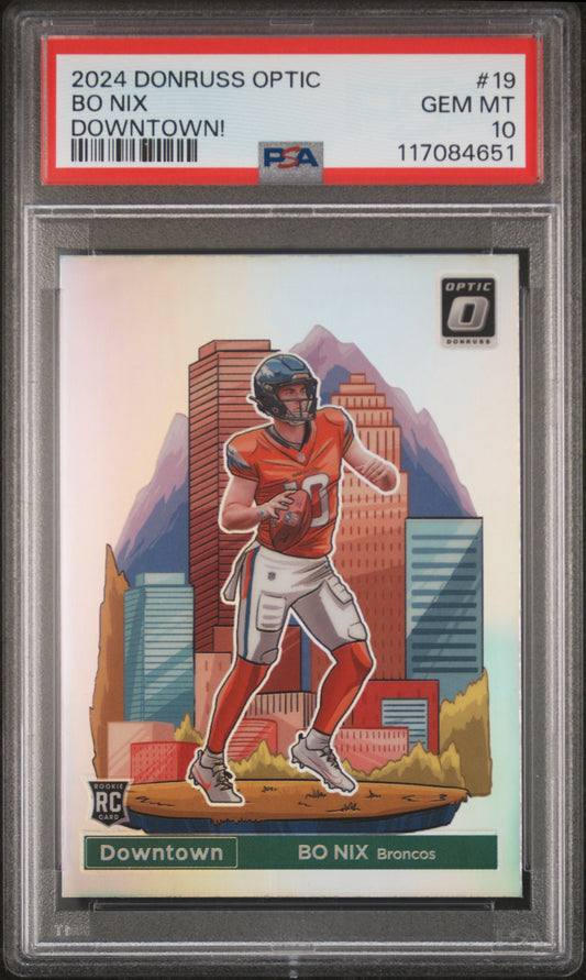 Bo Nix 2024 Optic Downtown Rookie PSA 10
