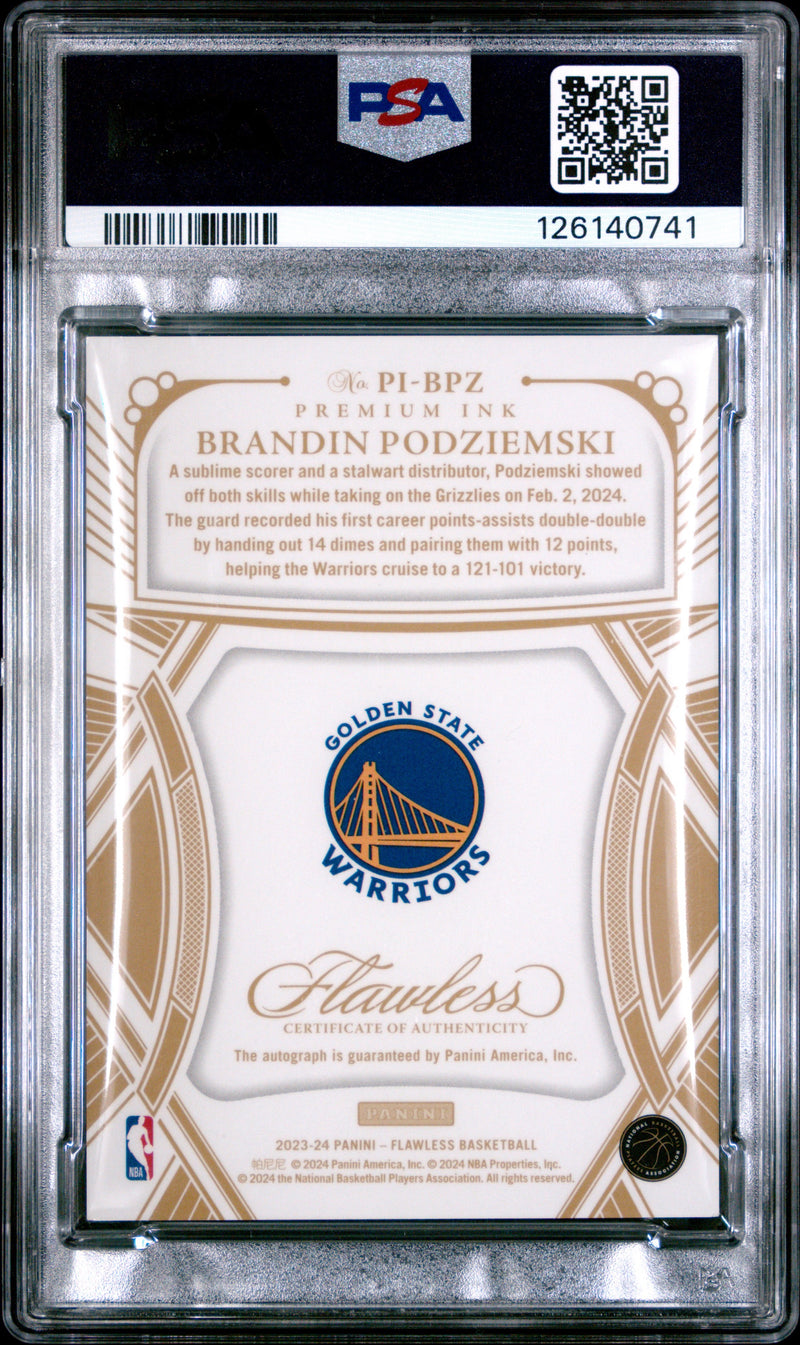 Brandin Podziemski 2023 Flawless Blue /8 Rookie Auto PSA 8