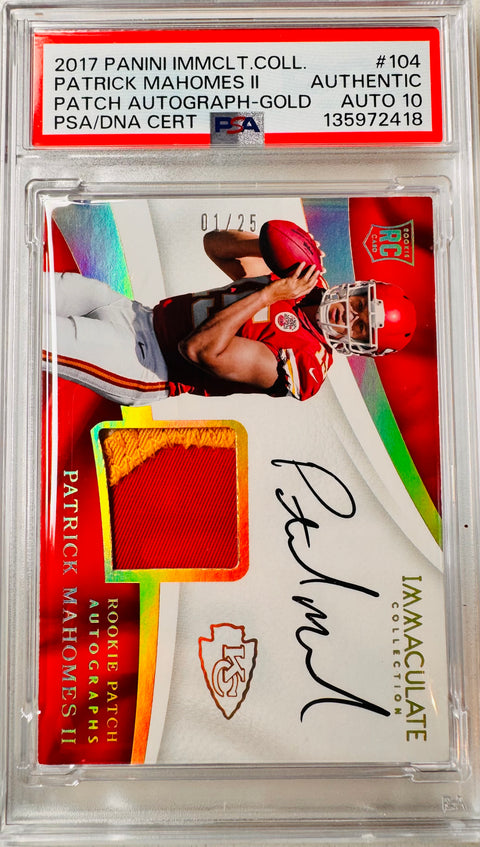 Patrick Mahomes 2017 Immaculate Gold RPA /25 — for sale at Sports Card Invest