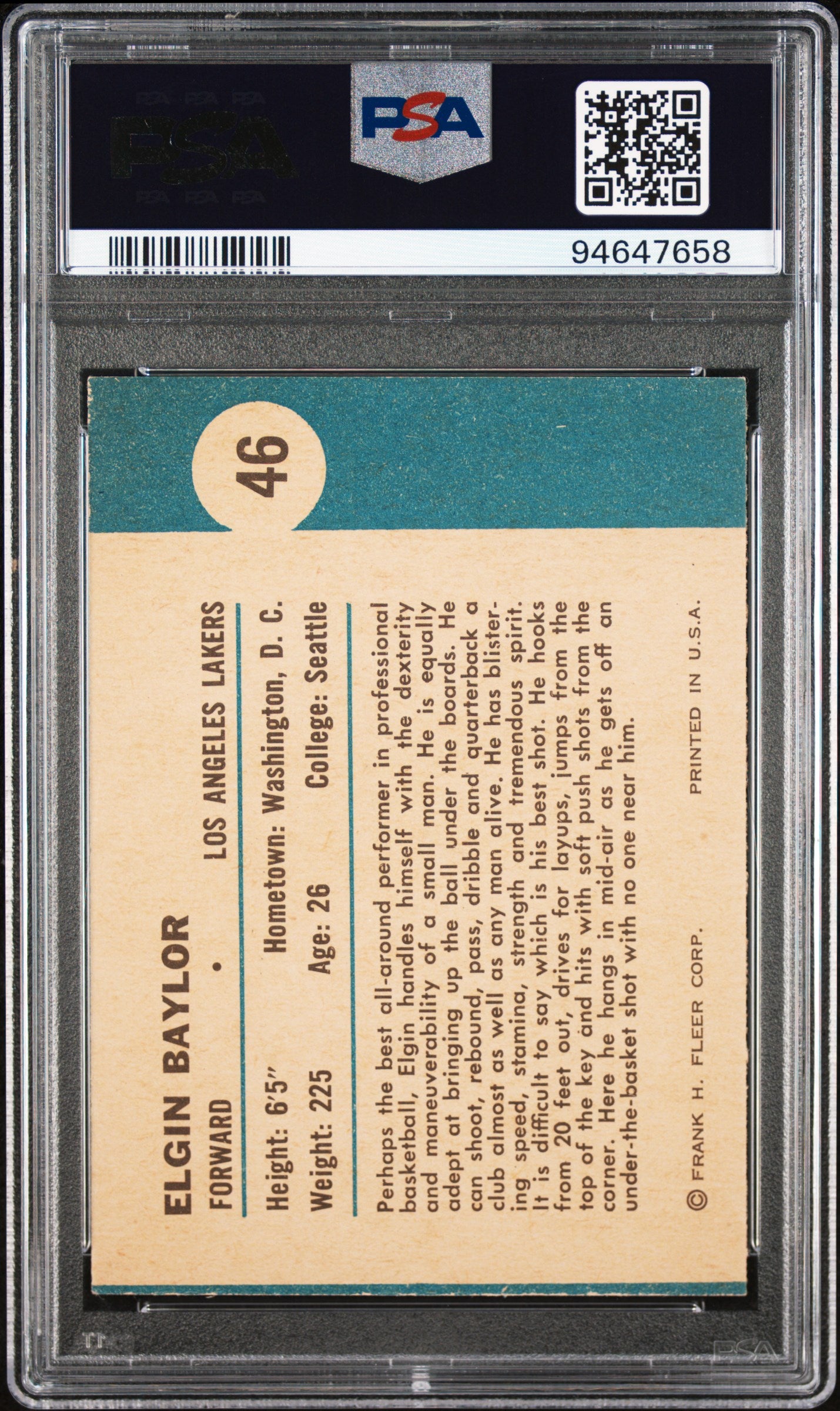 Elgin Baylor 1961 Fleer PSA 9 (MC)