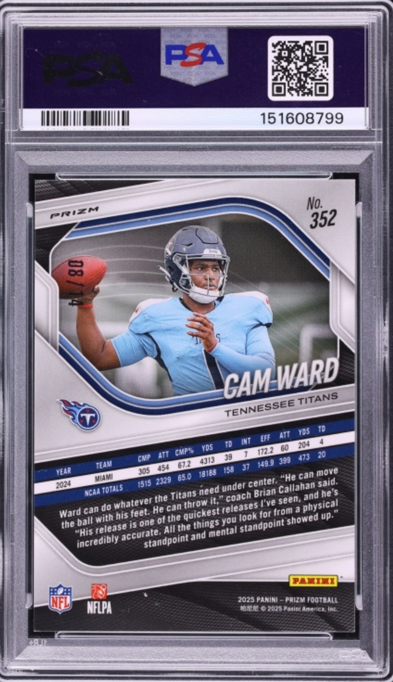 Cam Ward 2025 Prizm Blue Choice /14 PSA 9