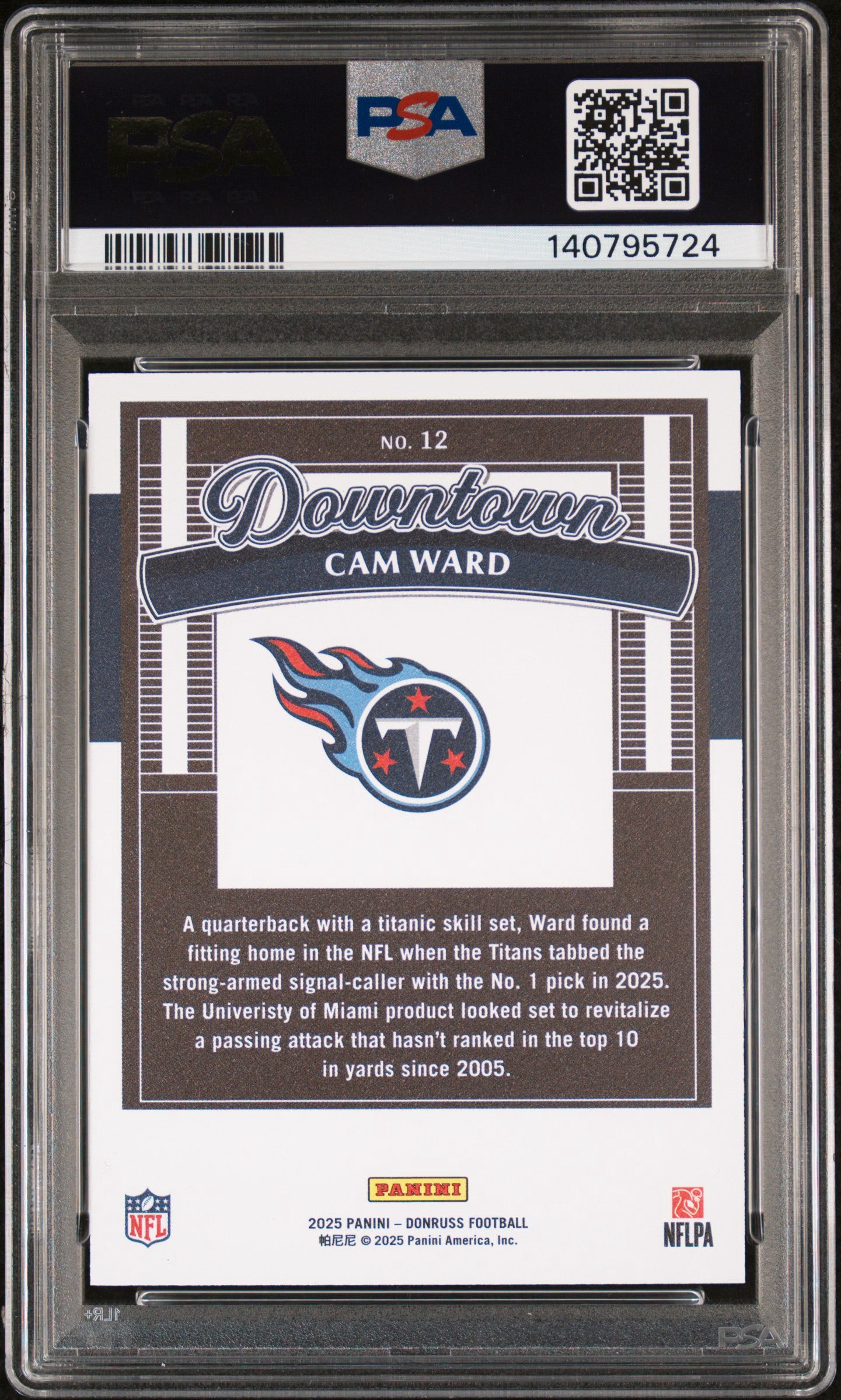Cam Ward 2025 Downtown Rookie PSA 10