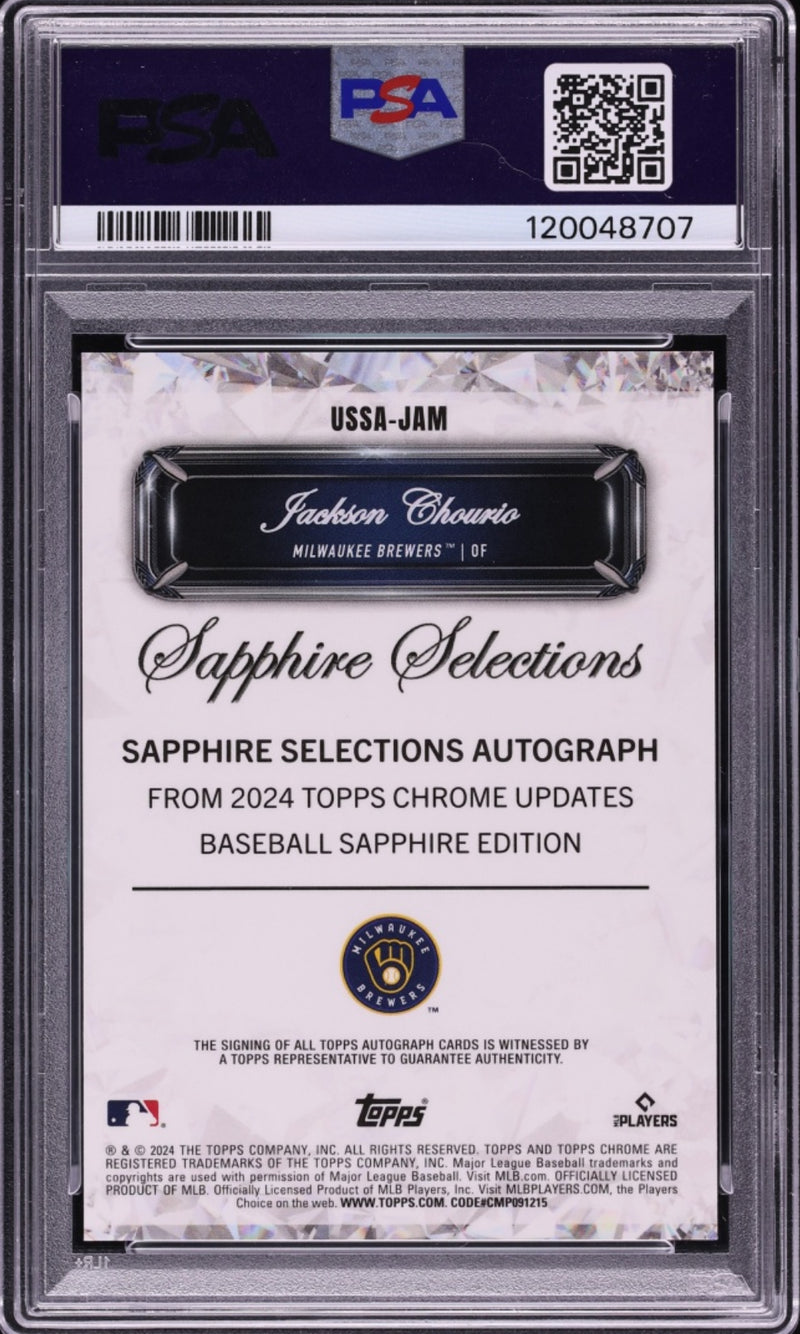 Jackson Chourio 2024 Topps Chrome Update Orange /25 Auto PSA 10