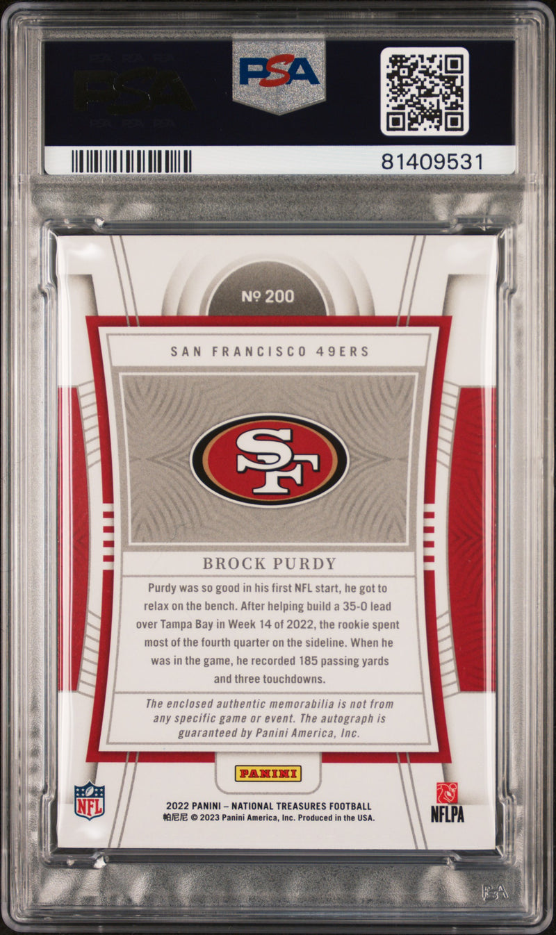 Brock Purdy 2022 National Treasures Stars & Stripes /25 Rookie PSA 8.5