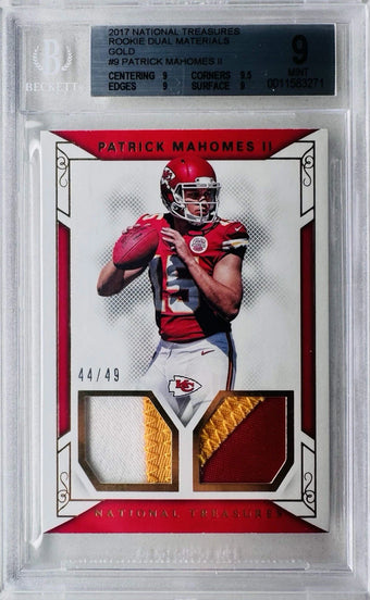 Patrick Mahomes 2017 National Treasures Dual Materials BGS 9 /49