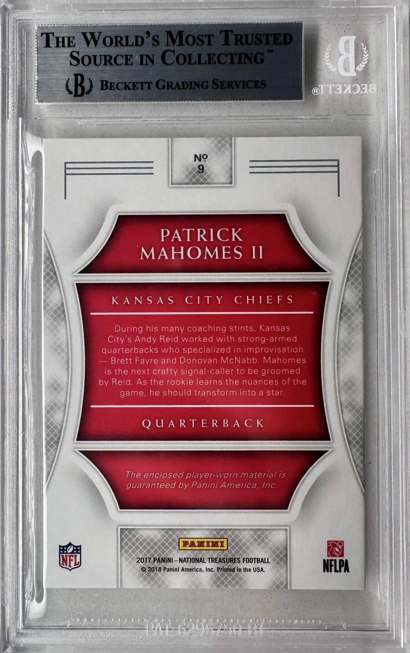 Patrick Mahomes 2017 National Treasures Dual Materials BGS 9 /49